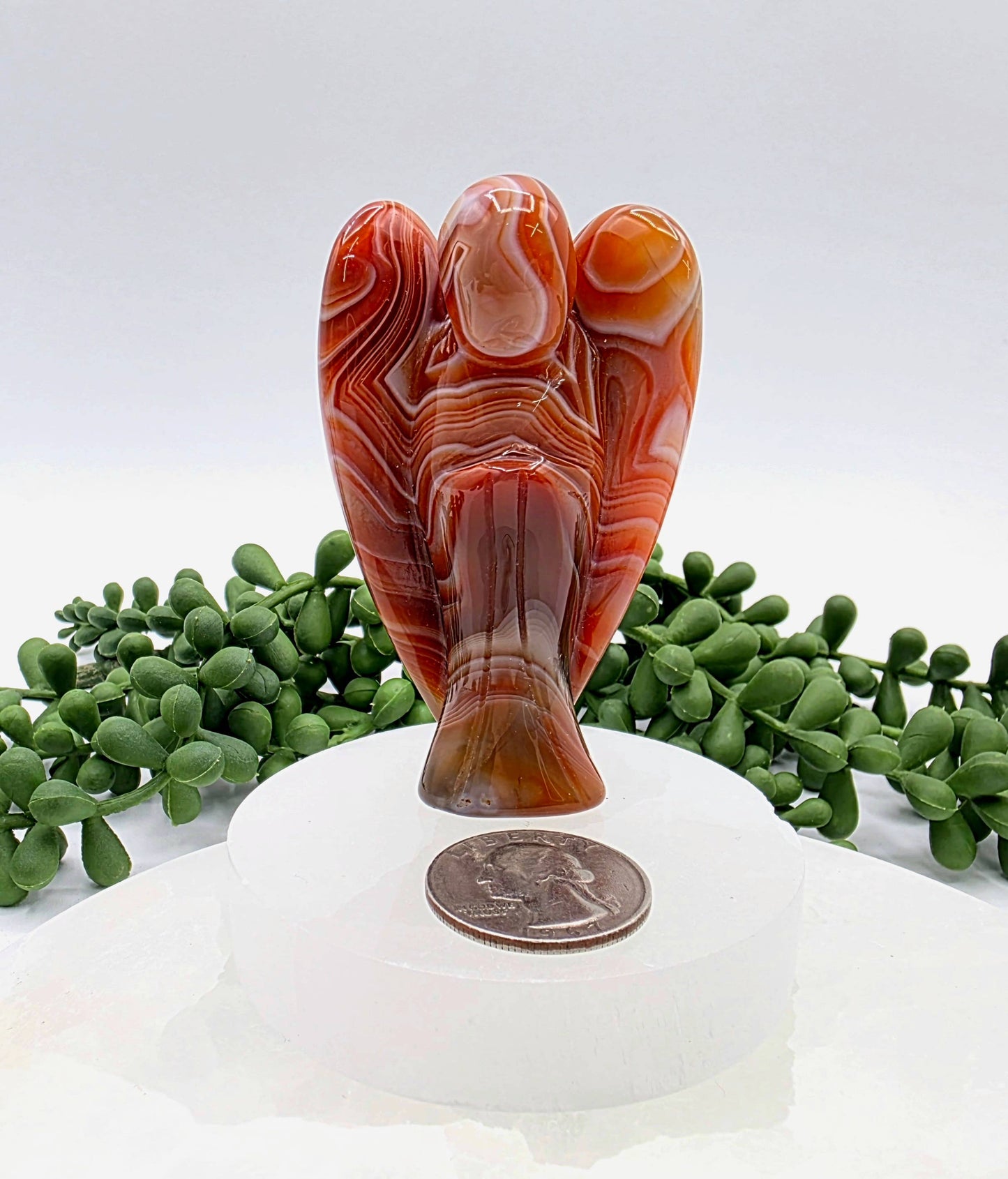 Banded Carnelian Gemstone Angel Figurine (3")