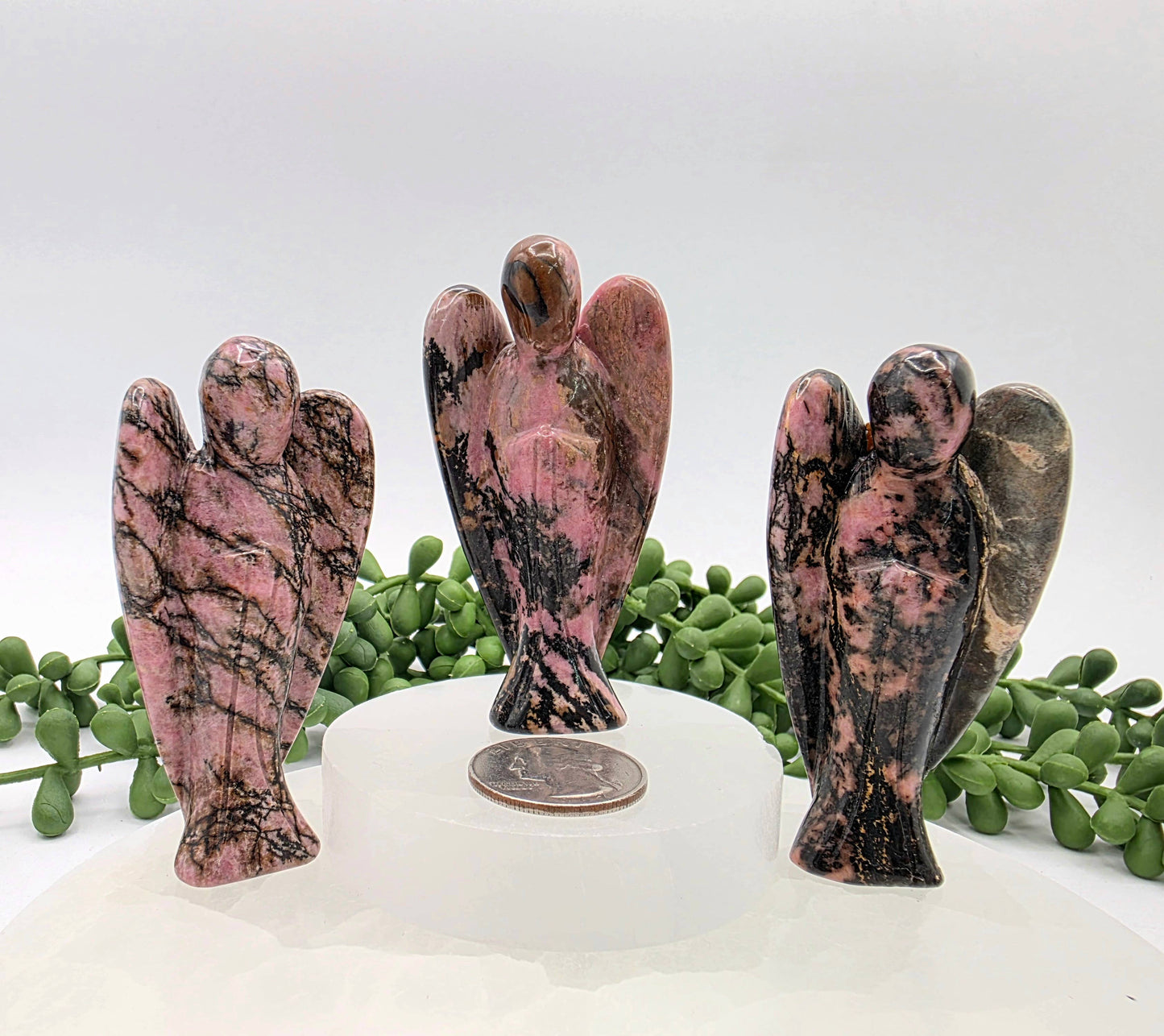 Rhodonite Gemstone Angel Figurine (3")