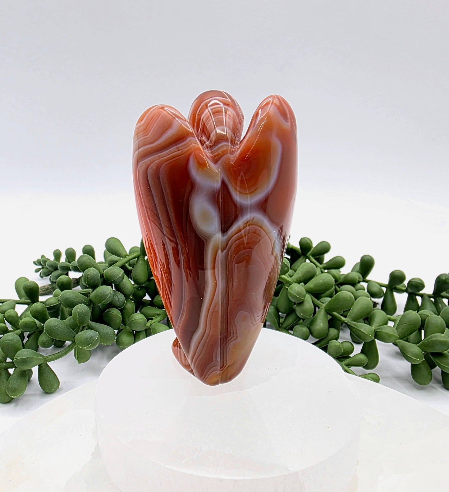 Banded Carnelian Gemstone Angel Figurine (3")