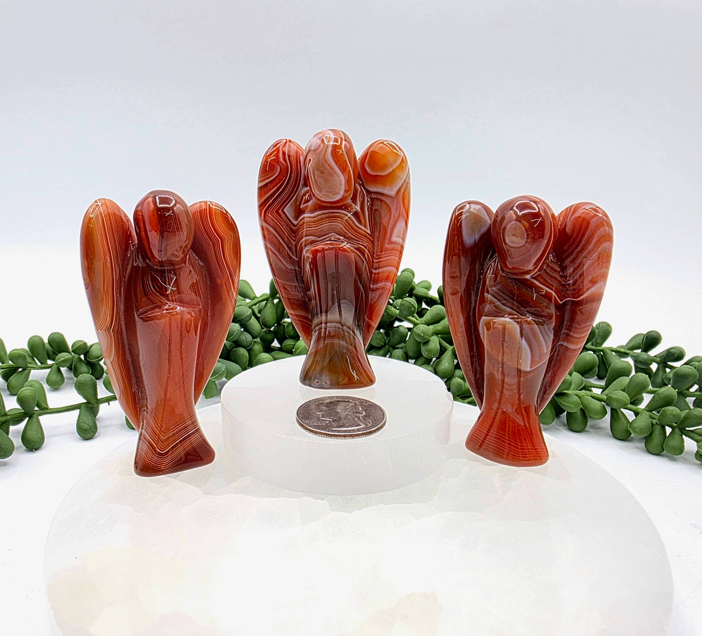 Banded Carnelian Gemstone Angel Figurine (3")