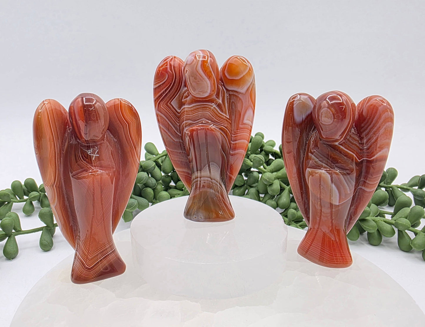Banded Carnelian Gemstone Angel Figurine (3")