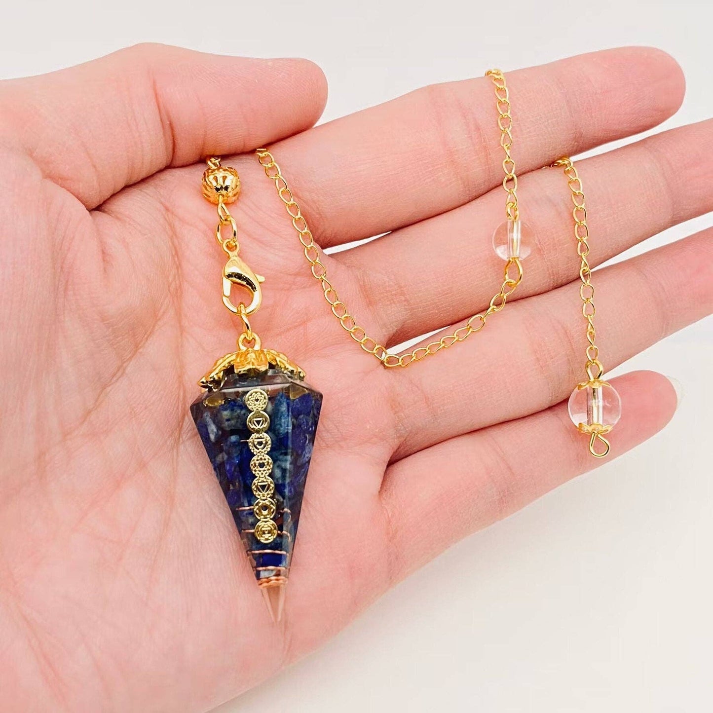 Hexagonal Conical Shape Chakra Pendulum Pendant - CS