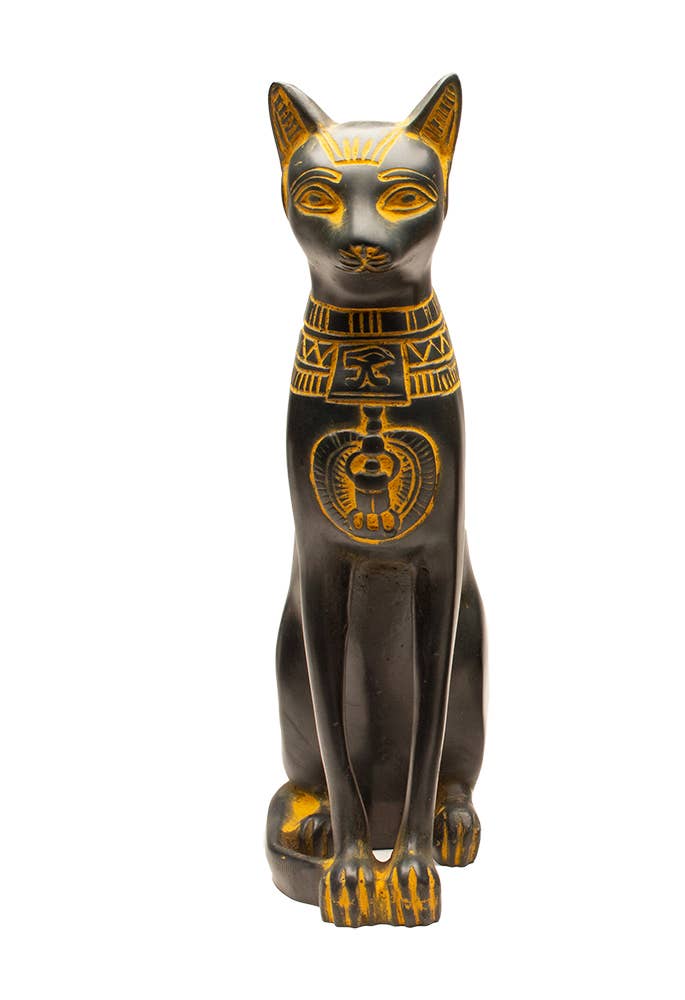 Fine Bastet Cat Antique Gold - 7"