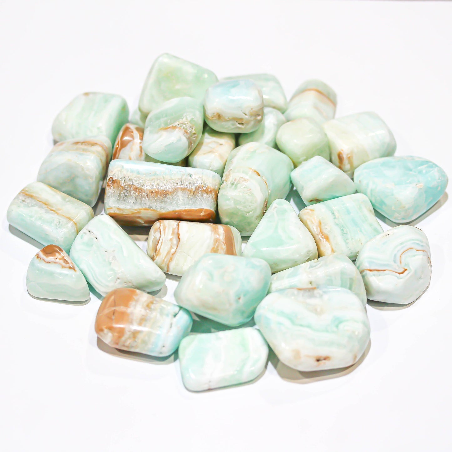 Caribbean Blue Calcite (Seafoam Calcite) Polished Tumbled