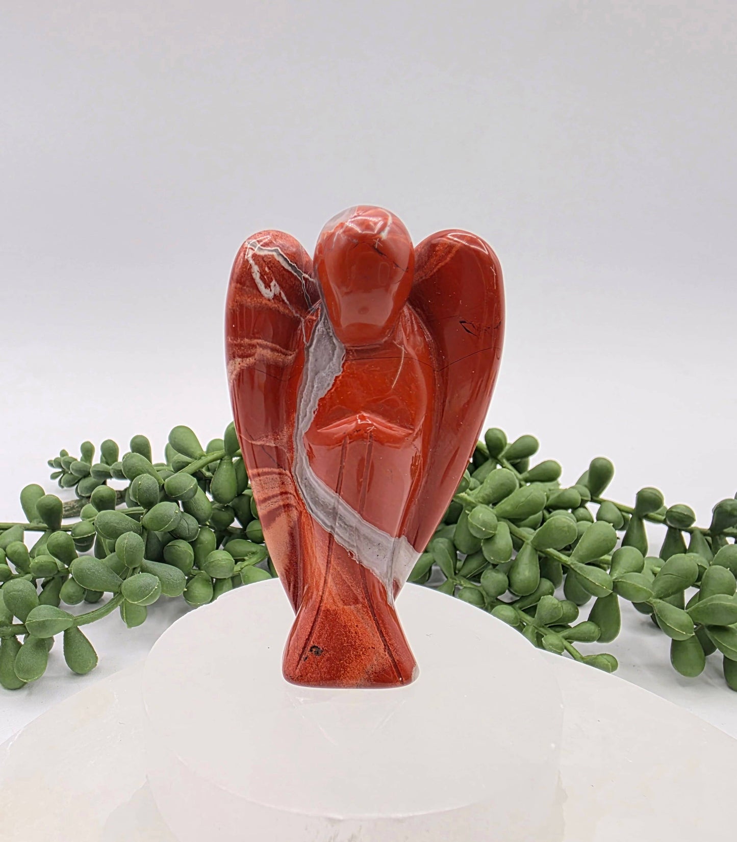 Red Jasper Gemstone Angel Figurine (3")