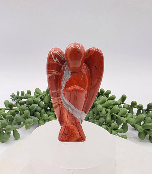 Red Jasper Gemstone Angel Figurine (3")