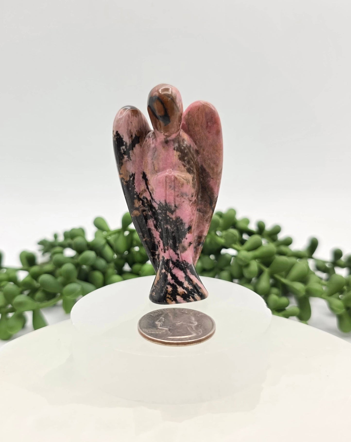 Rhodonite Gemstone Angel Figurine (3")