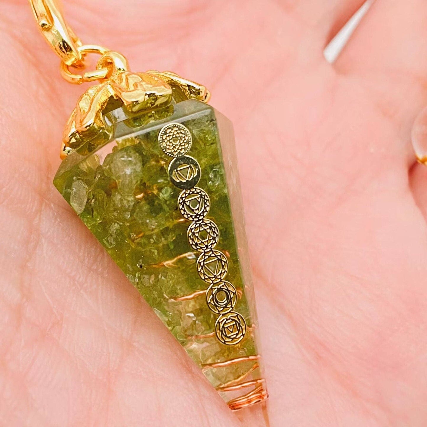 Hexagonal Conical Shape Chakra Pendulum Pendant - CS