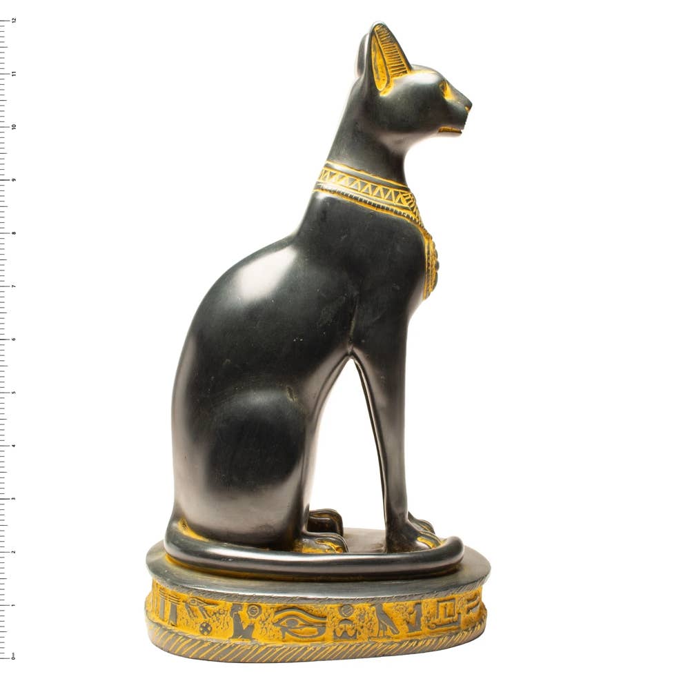 Bastet Cats Statue - Black with Antique Gold Accents