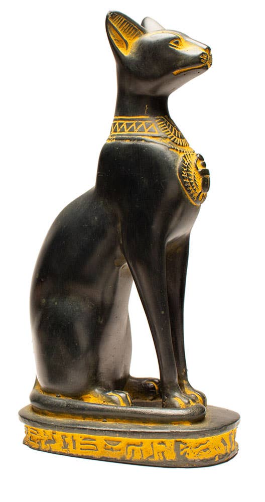 Bastet Cats Statue - Black with Antique Gold Accents
