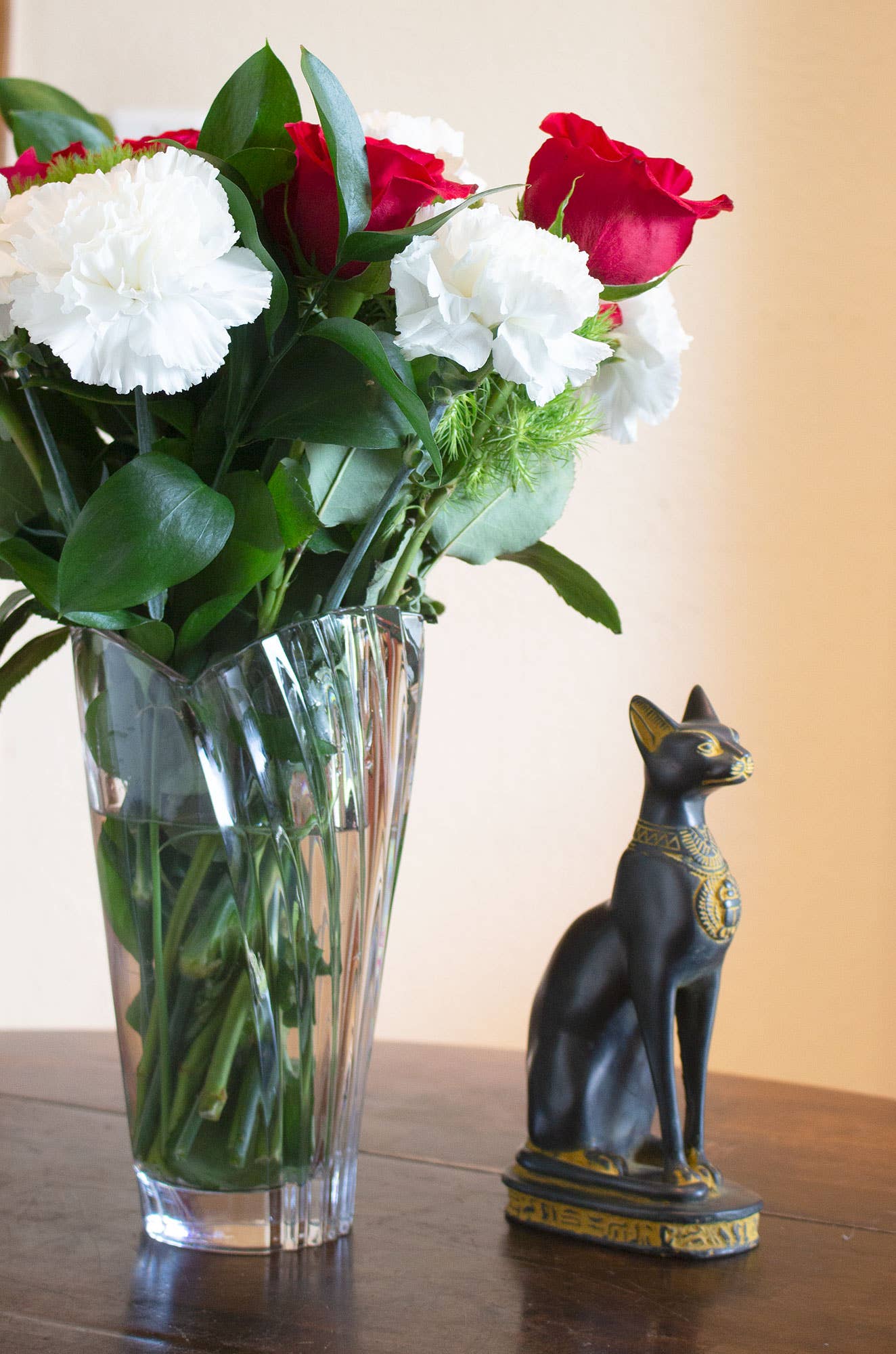 Bastet Cats Statue - Black with Antique Gold Accents