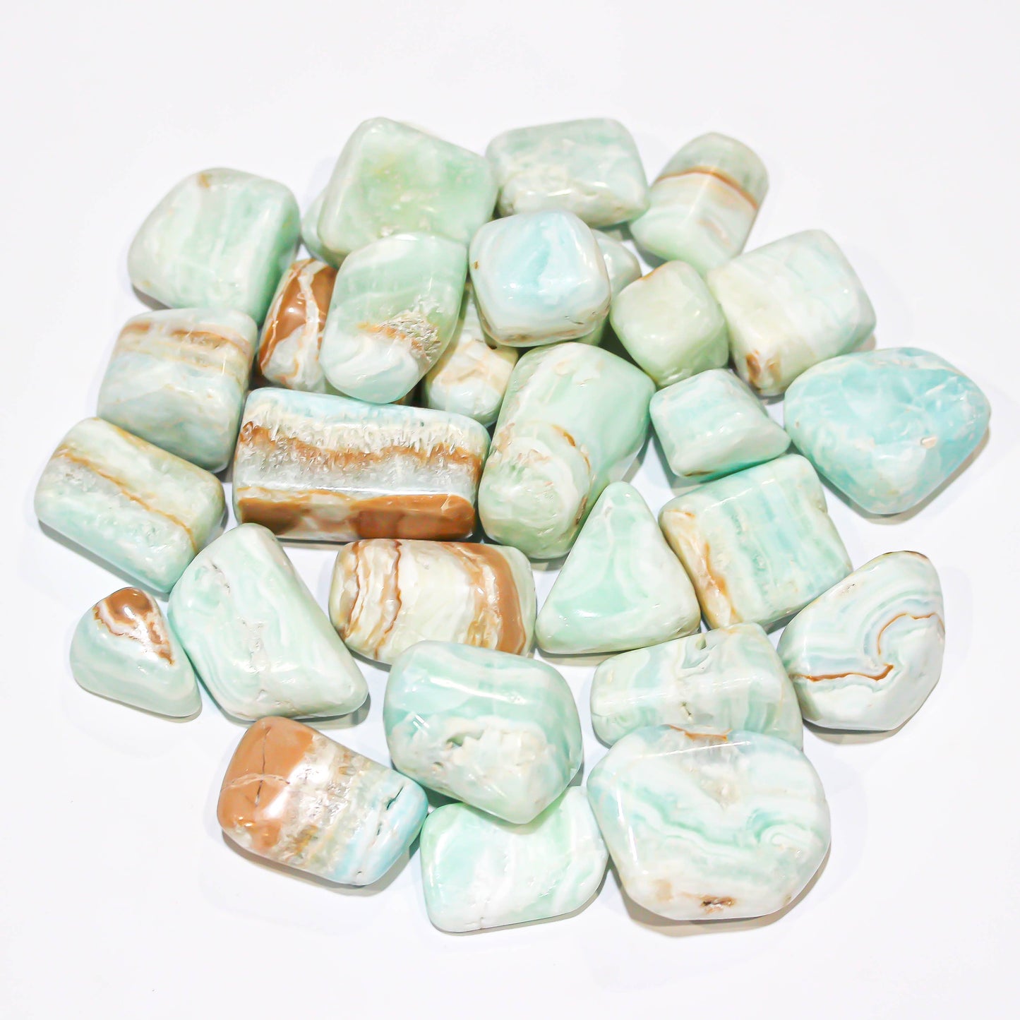 Caribbean Blue Calcite (Seafoam Calcite) Polished Tumbled