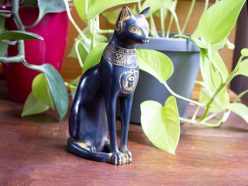 Fine Bastet Cat Antique Gold - 7"