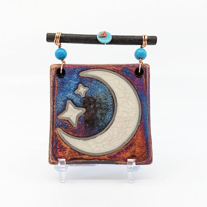 Raku Mini Dreamcatcher Tile - Moon & Star