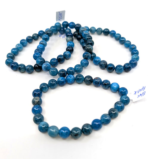Natural Blue Apatite  (8mm) Stretch Bracelet 7.5"