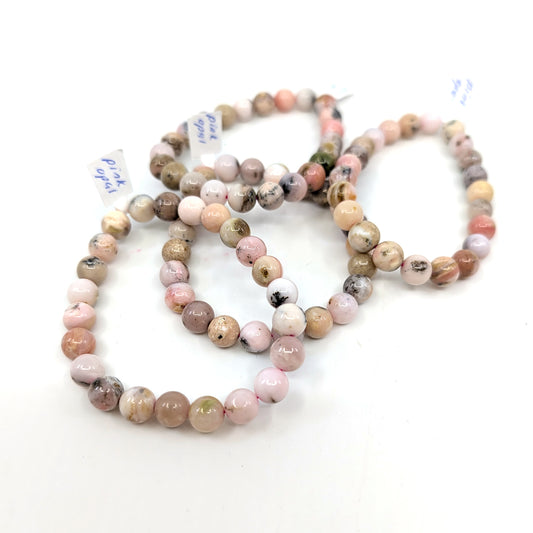 Natural Pink Opal (8mm) Stretch Bracelet 7.5"