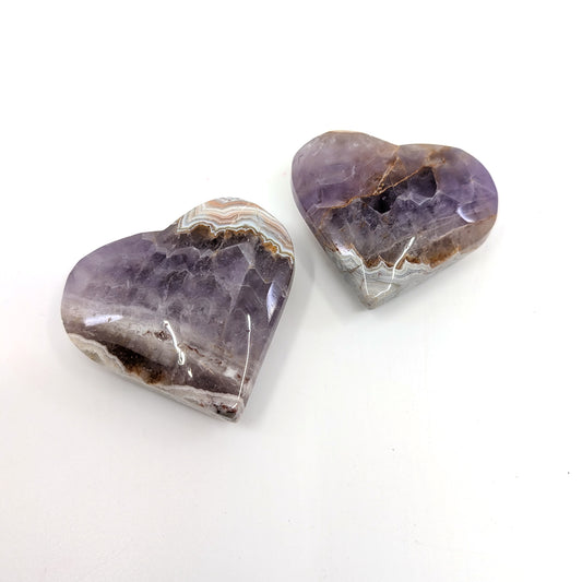 Natural Amethyst Lace Agate Crystal Heart - 1pc.