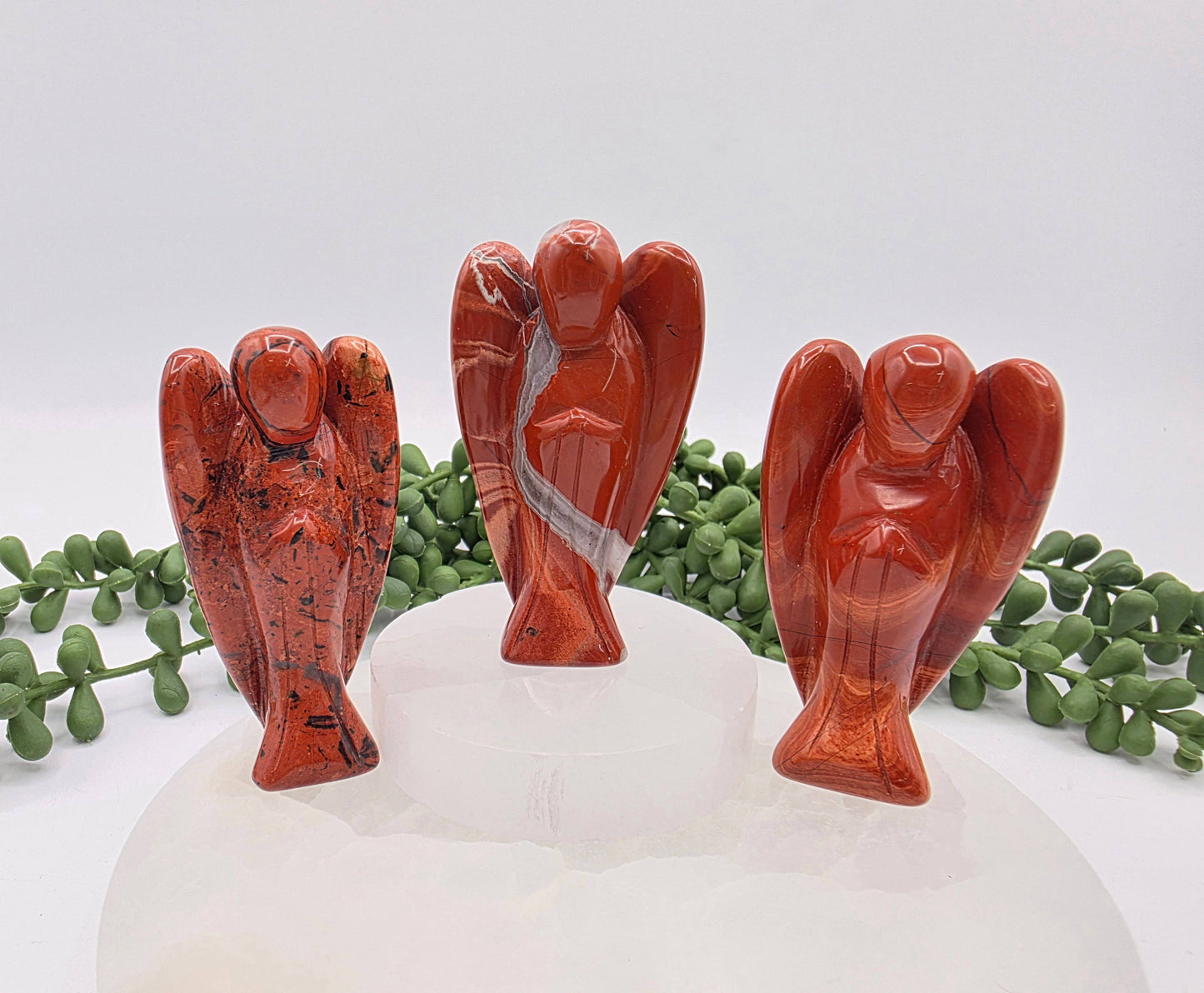 Red Jasper Gemstone Angel Figurine (3")