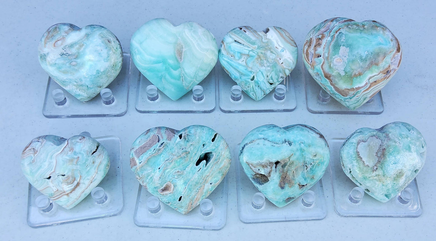 Seafoam Calcite Hearts