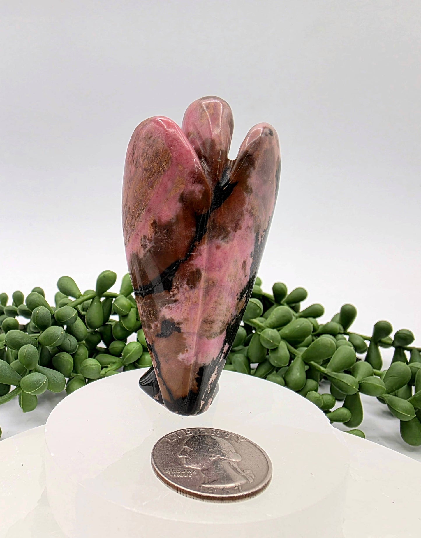 Rhodonite Gemstone Angel Figurine (3")