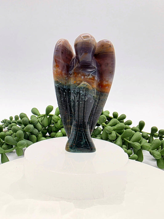 Ocean Jasper Gemstone Angel Figurine (3")