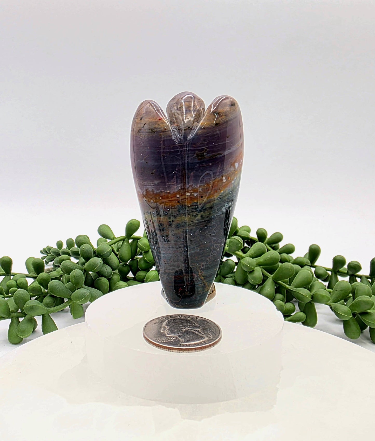 Ocean Jasper Gemstone Angel Figurine (3")
