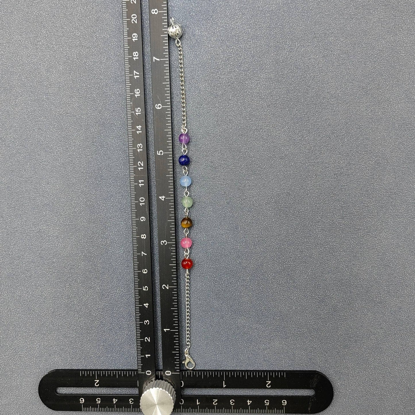 Hexagonal Cone Gravel Pendulum with Chakra Chain - CS