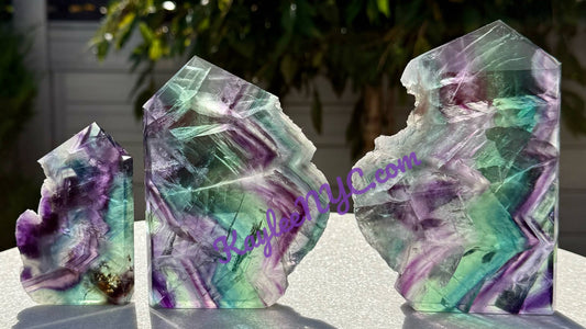 Natural Fluorite Slice Obelisk