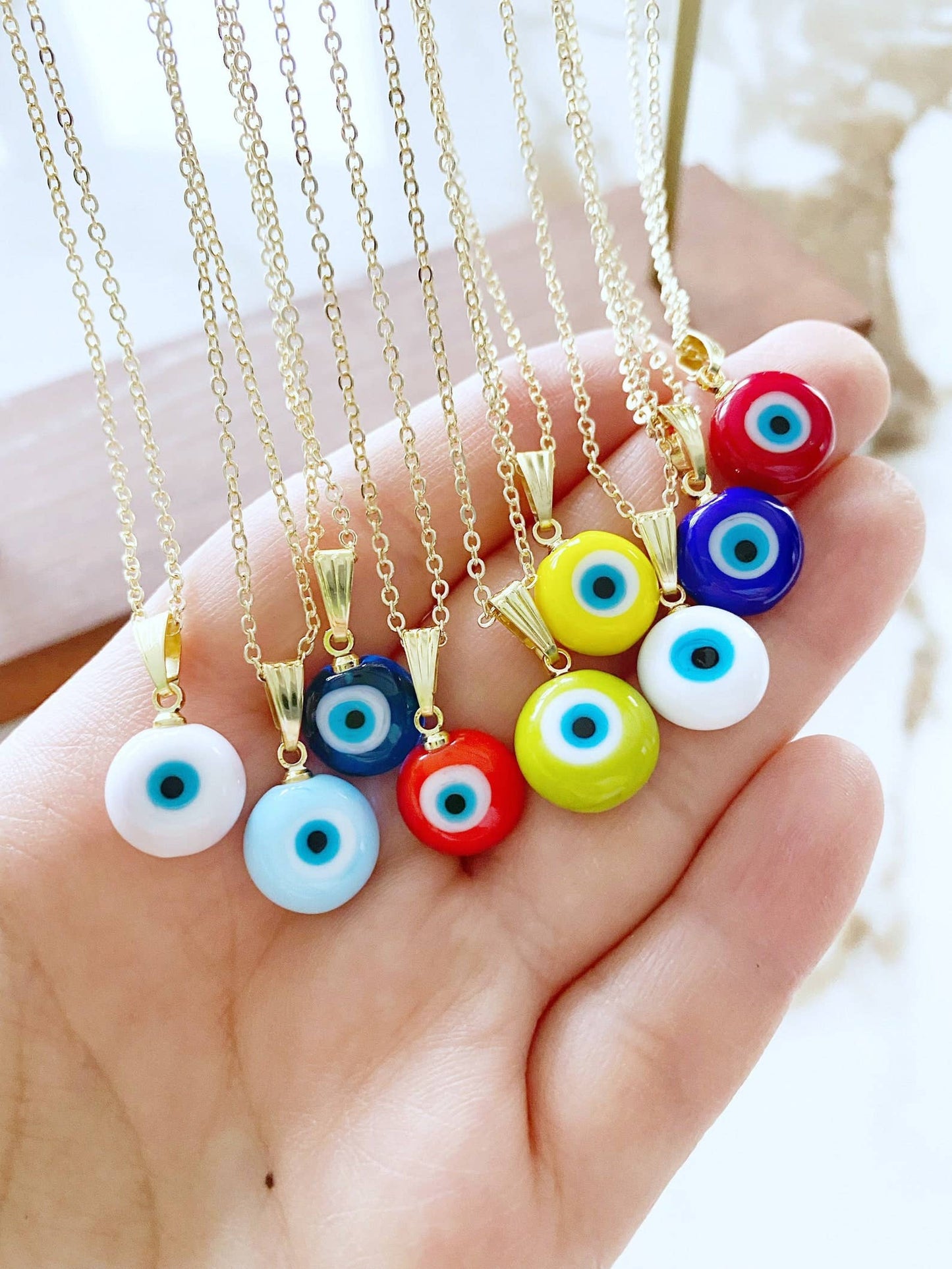 Evil Eye Necklace, Handmade Murano Glass Beads, 10mm