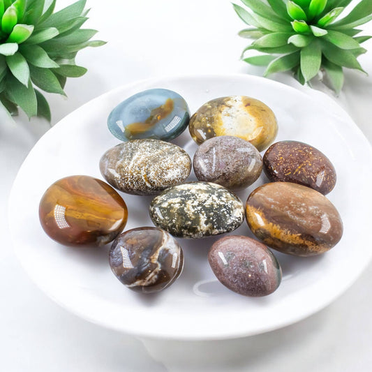 Ocean Jasper Gallets Pillow Palm Stone