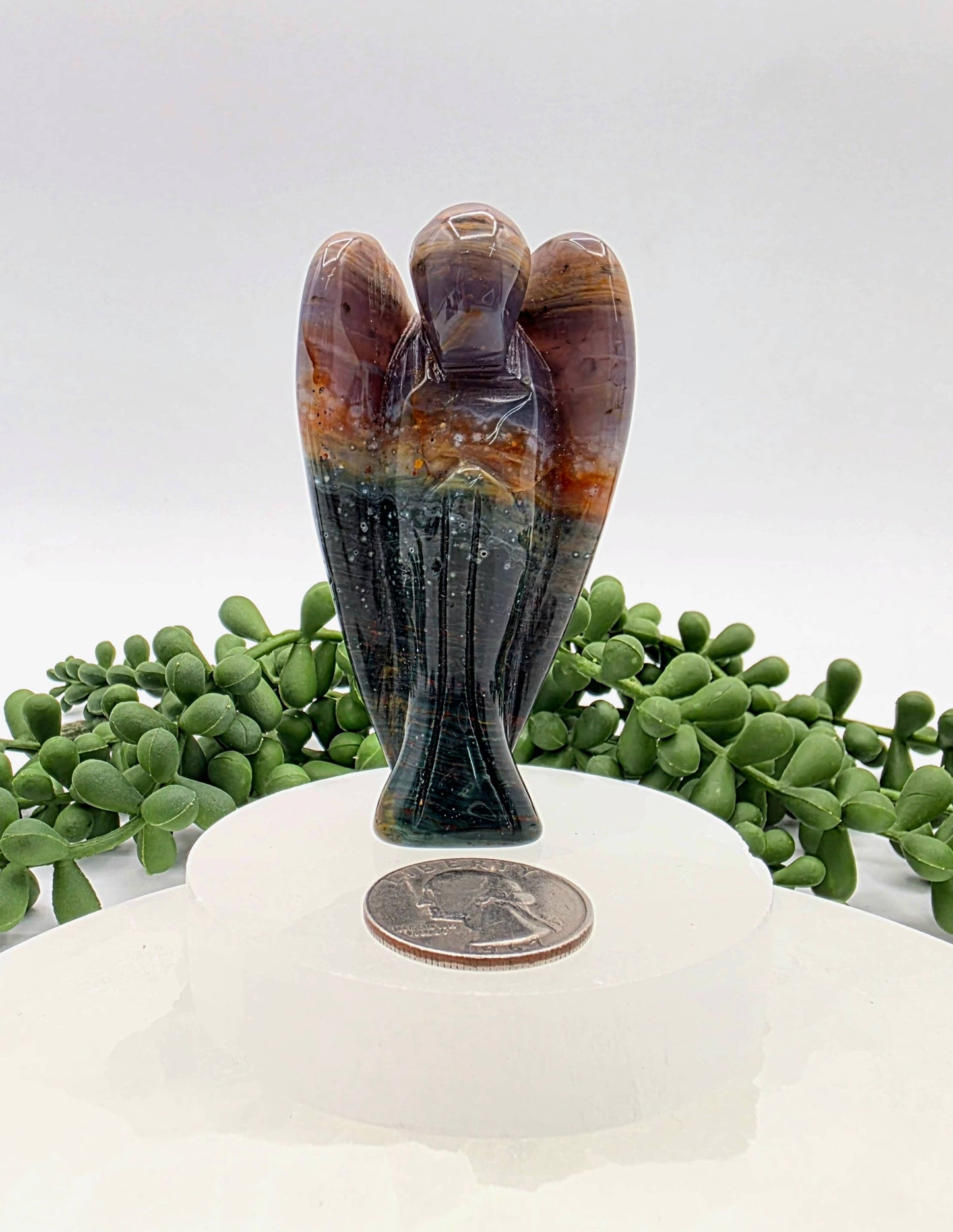 Ocean Jasper Gemstone Angel Figurine (3")