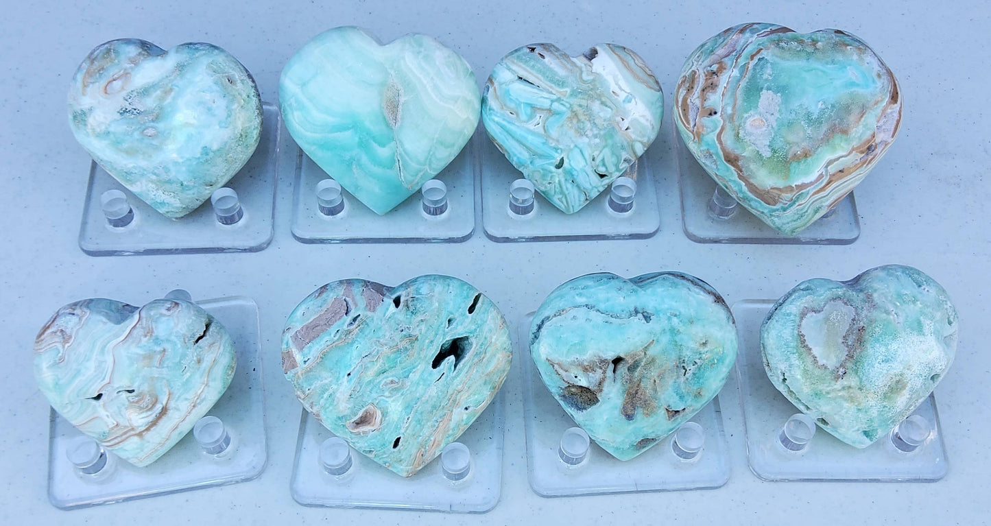 Seafoam Calcite Hearts