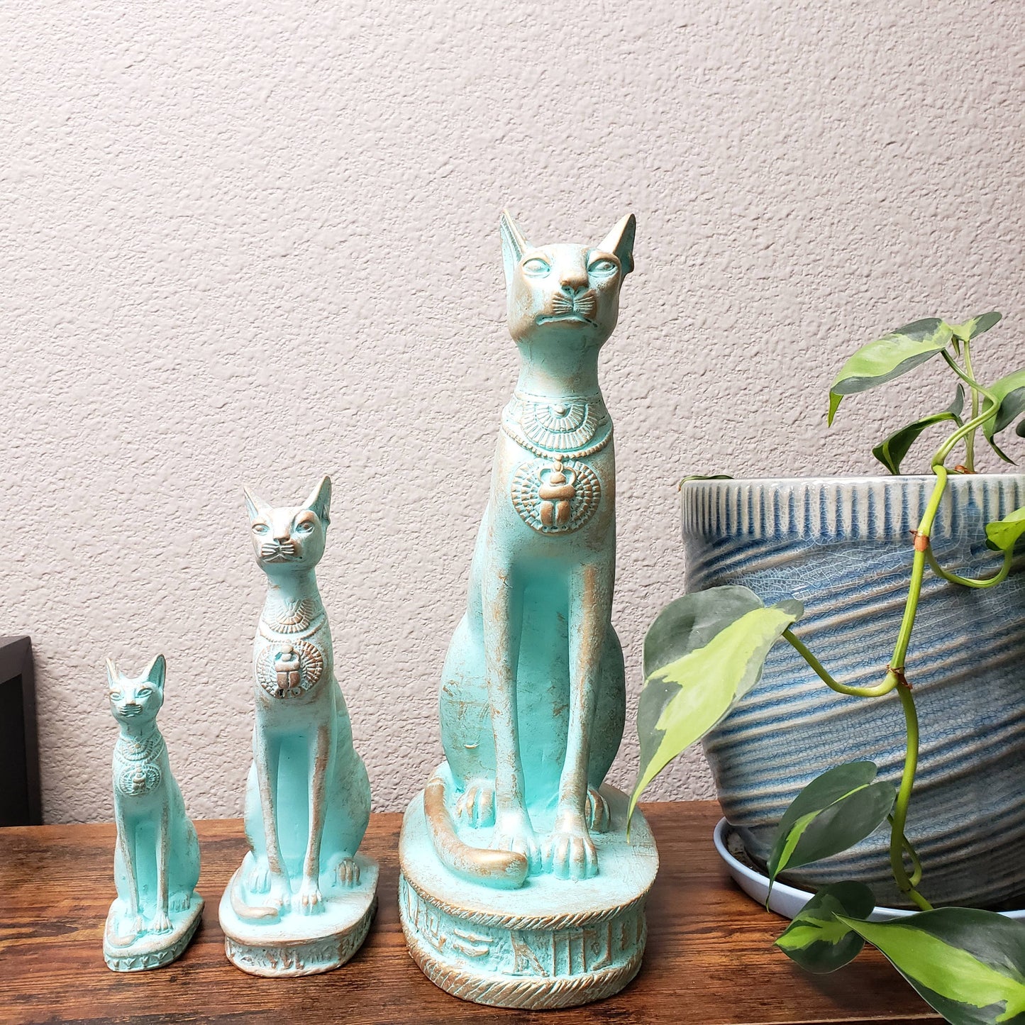 Bastet Cat Statues - Patina - Egyptian Goddess