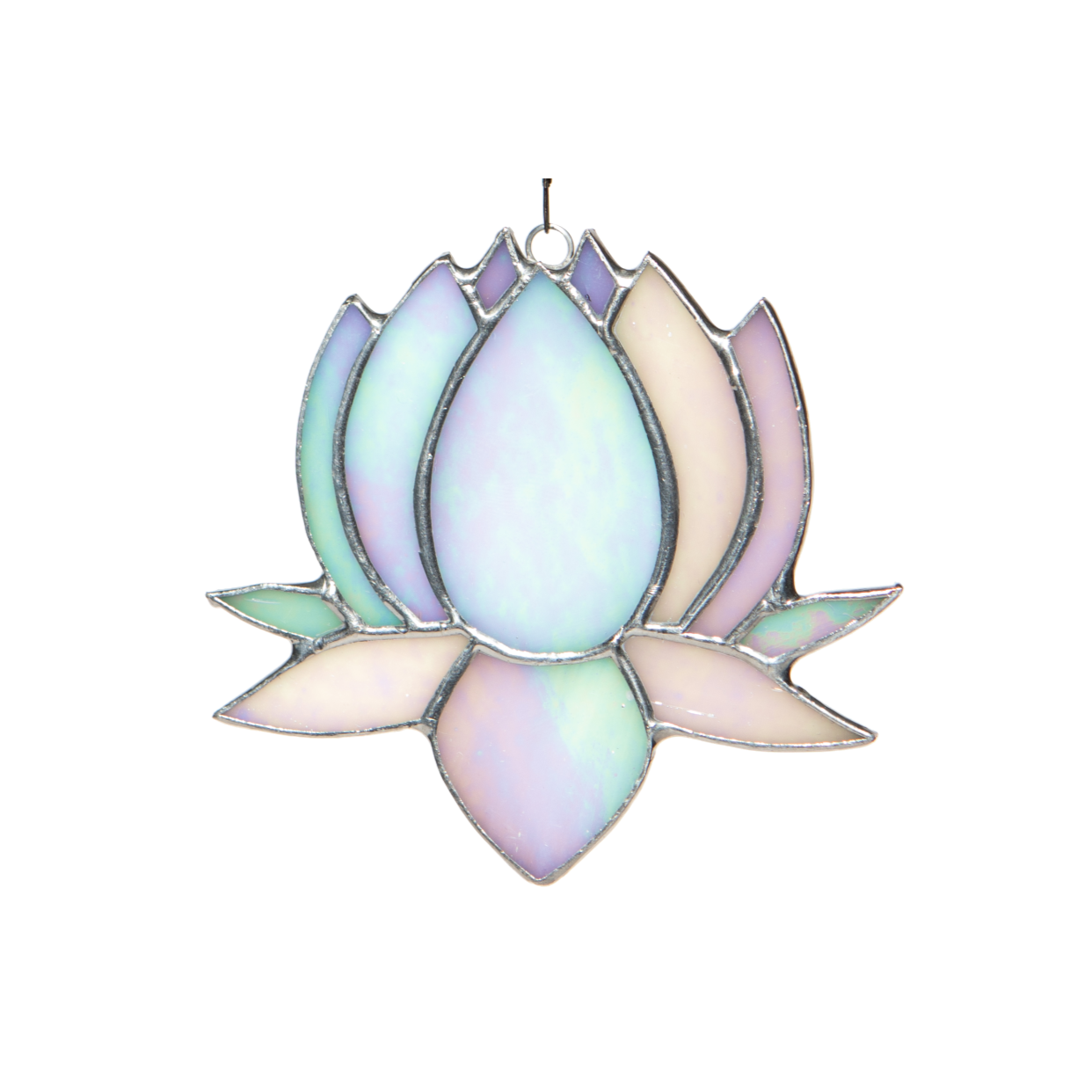 Small Lotus Stained Glass Suncatcher 3" x 4" - Nature Decor