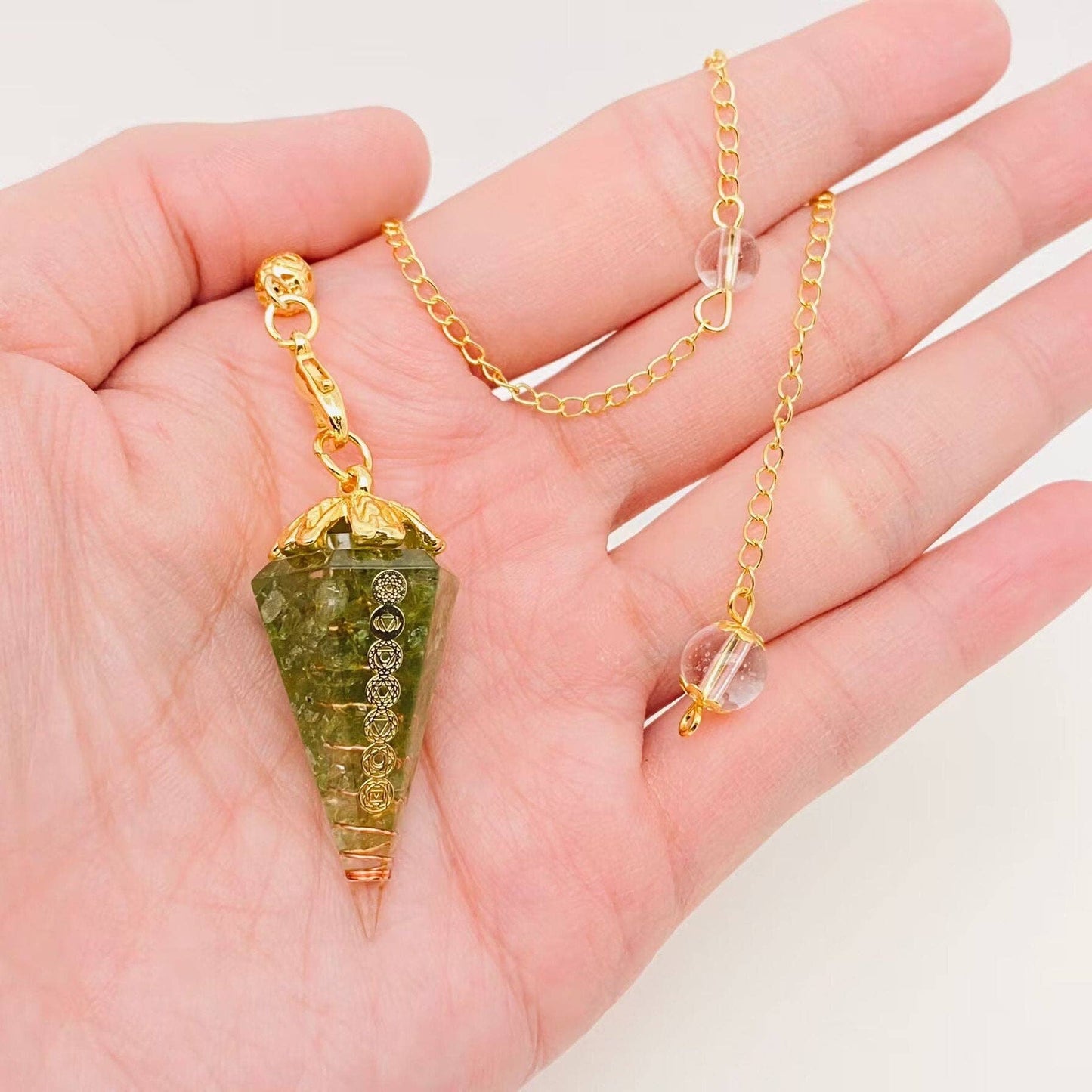 Hexagonal Conical Shape Chakra Pendulum Pendant - CS
