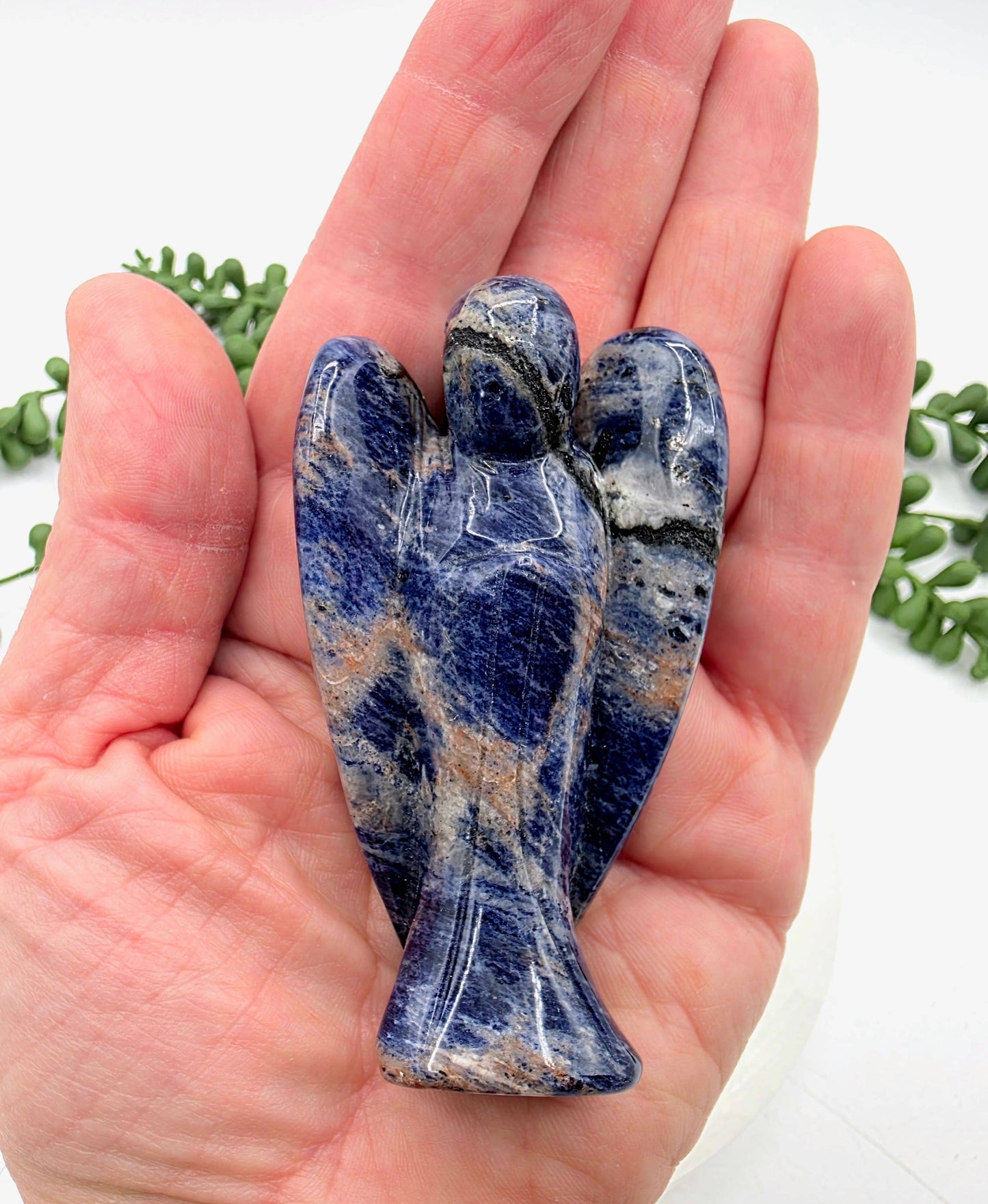 Sodalite Gemstone Angel Figurine (3")