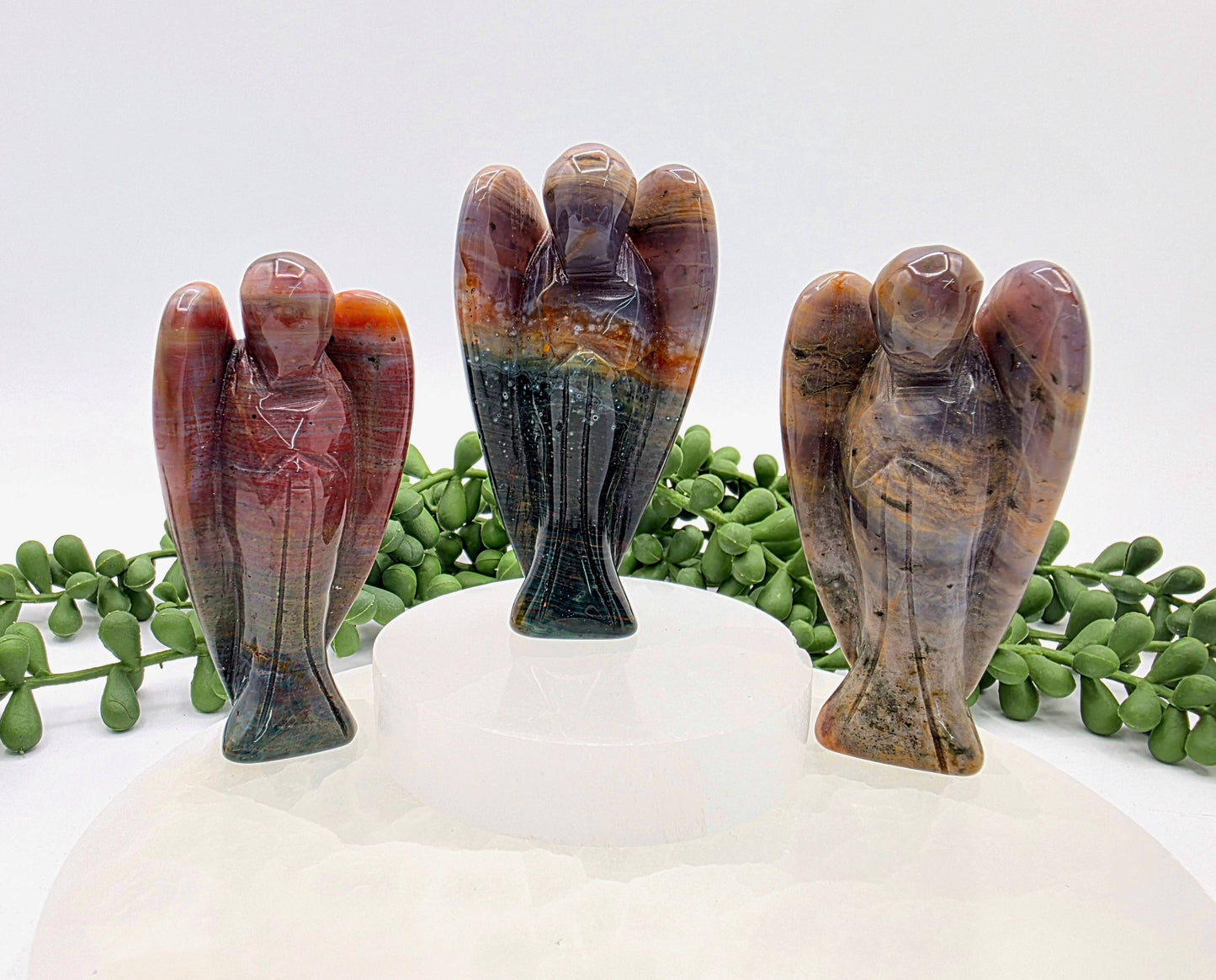 Ocean Jasper Gemstone Angel Figurine (3")