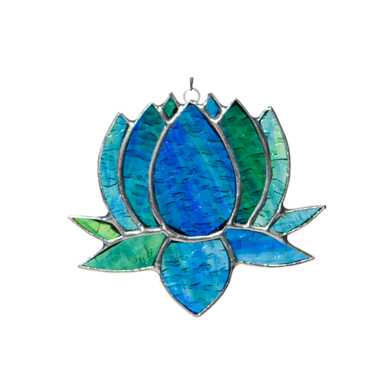 Small Lotus Stained Glass Suncatcher 3" x 4" - Nature Decor