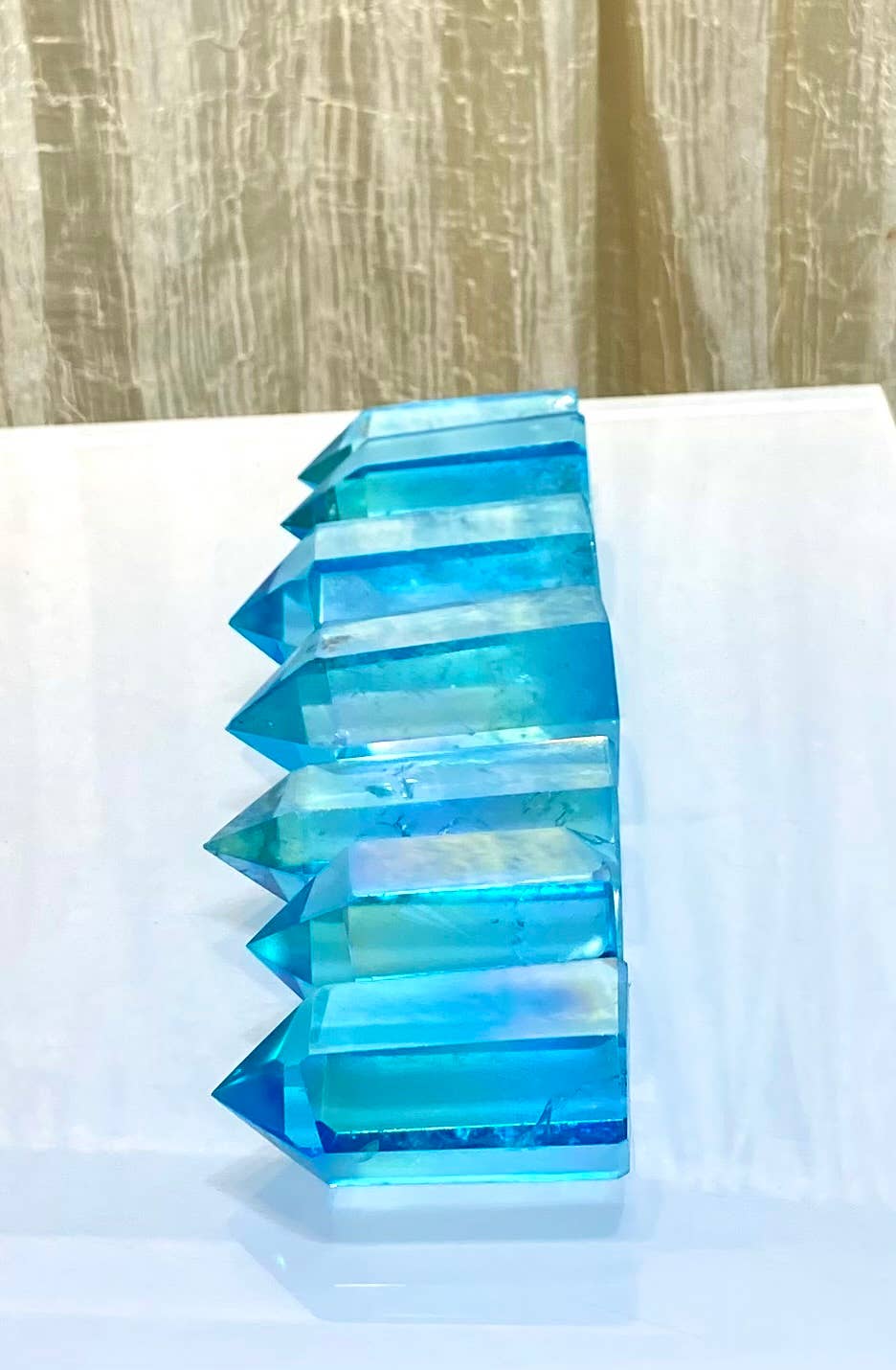 Aqua Aura Quartz Obelisk Tower
