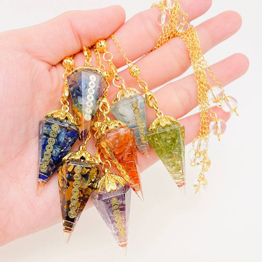 Hexagonal Conical Shape Chakra Pendulum Pendant - CS