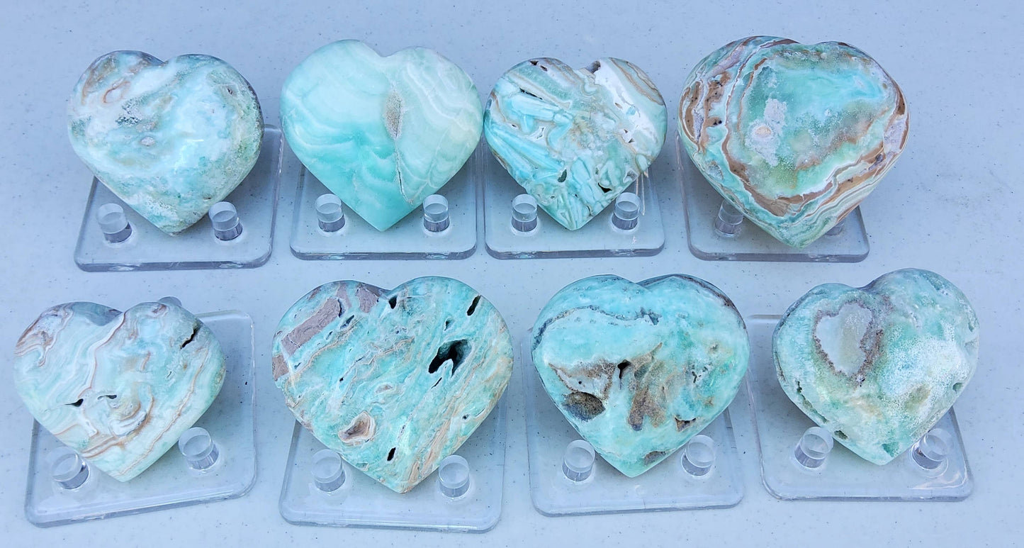 Seafoam Calcite Hearts