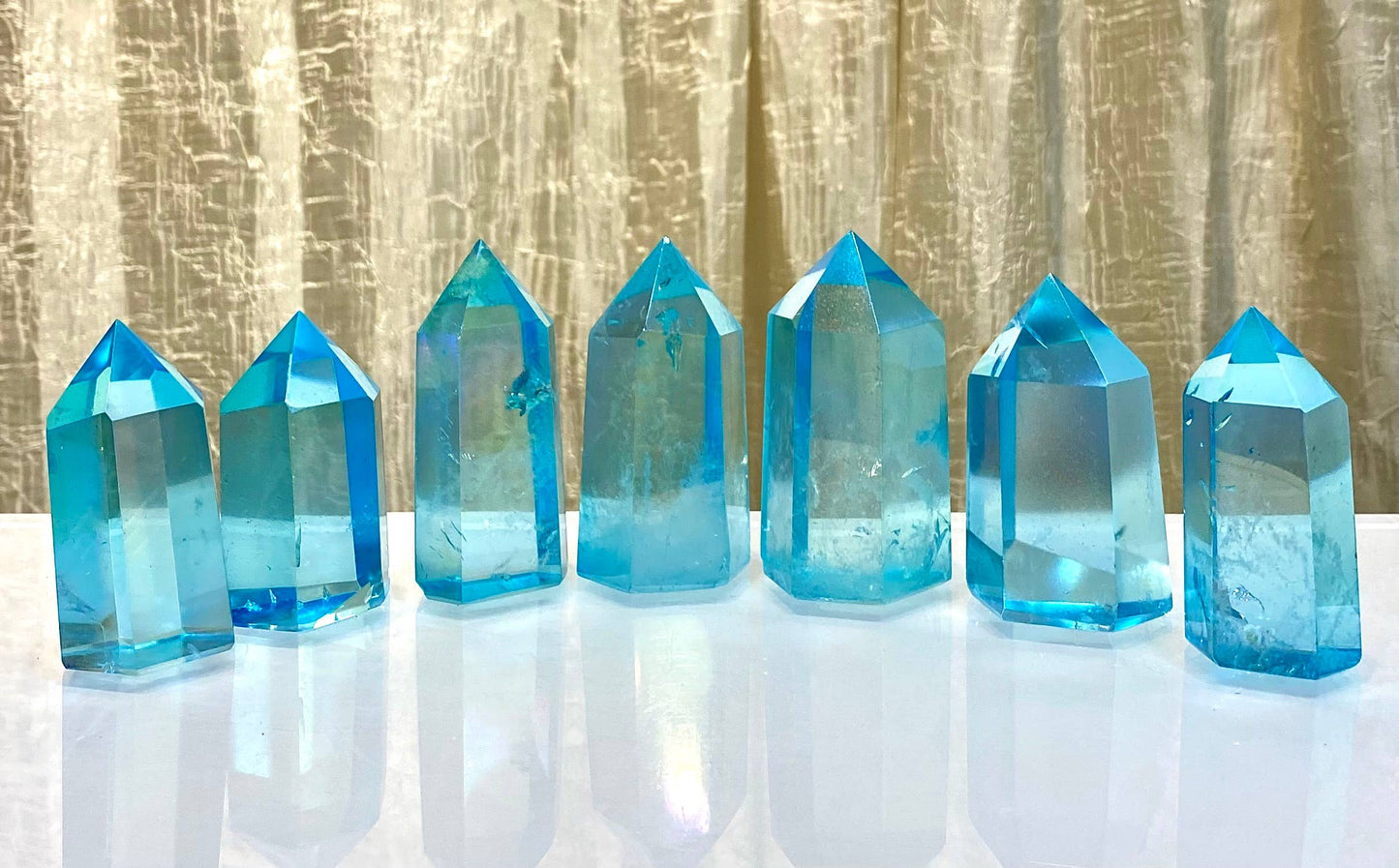 Aqua Aura Quartz Obelisk Tower