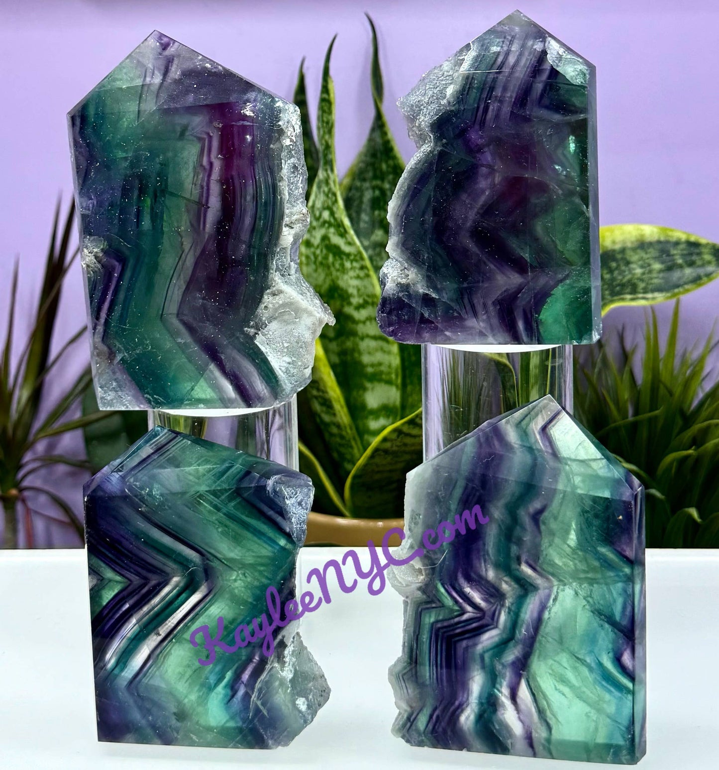 Natural Fluorite Slice Obelisk