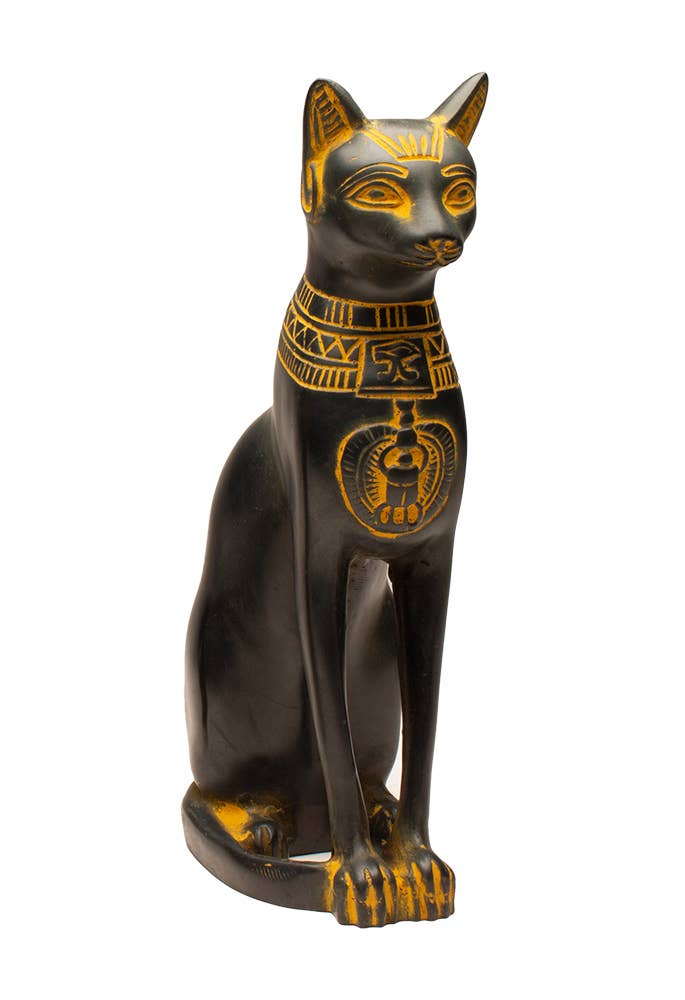 Fine Bastet Cat Antique Gold - 7"