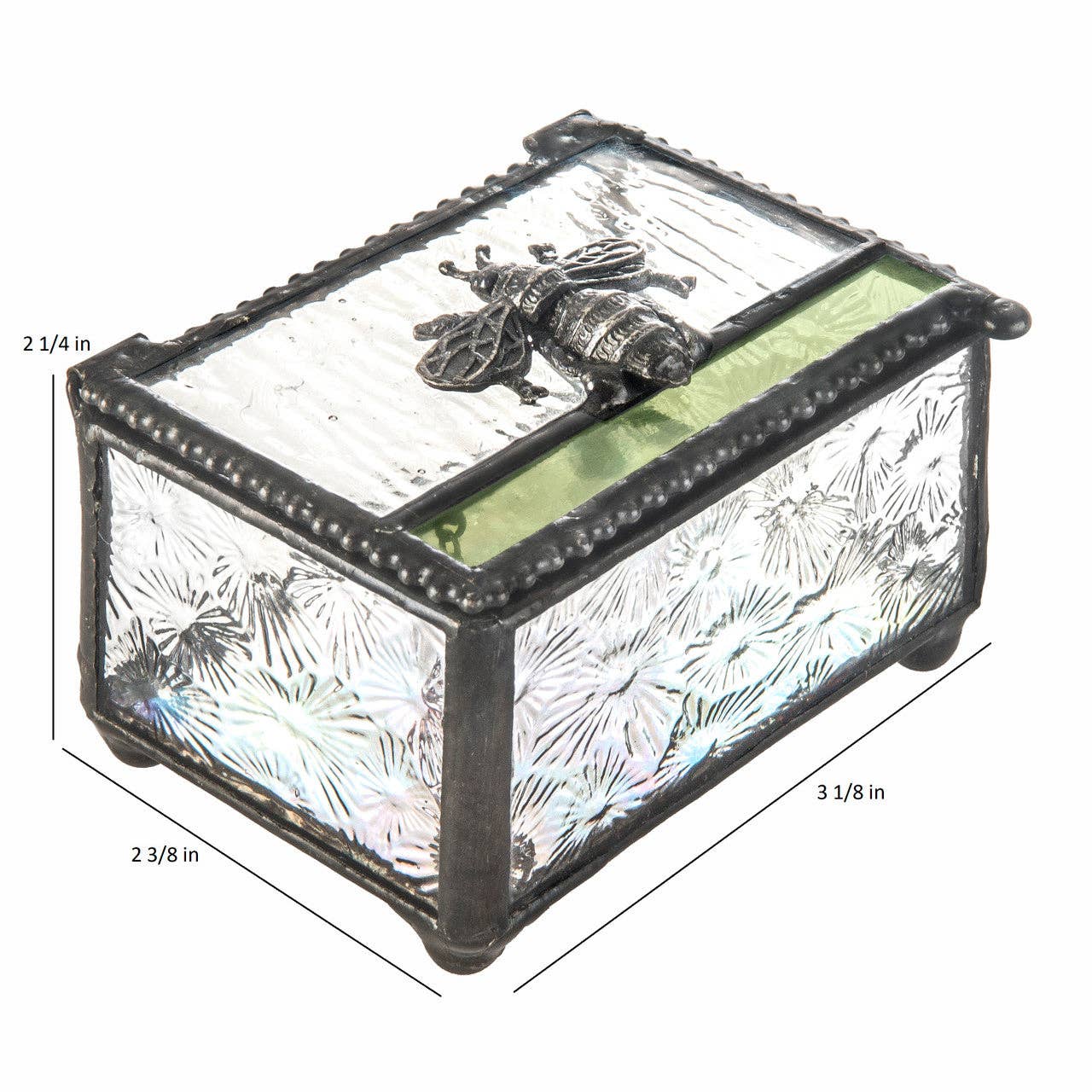 Box 753 Clear Florentine Glass with Bee