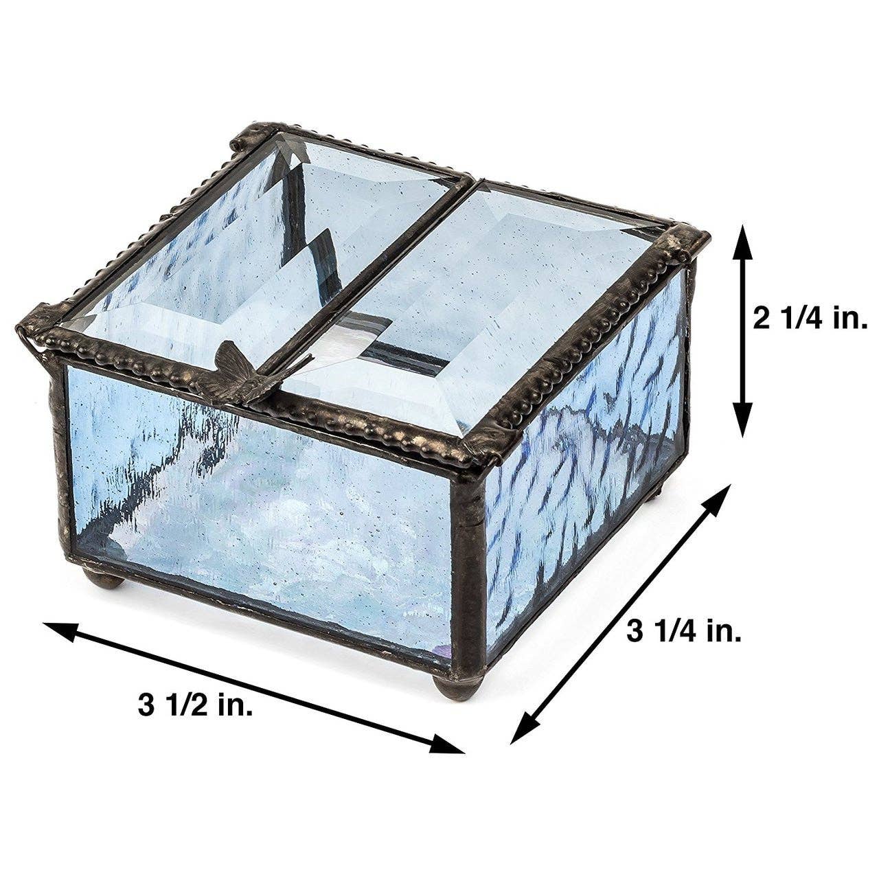 Box 185-3 Pale Blue Glass Box - Center Open