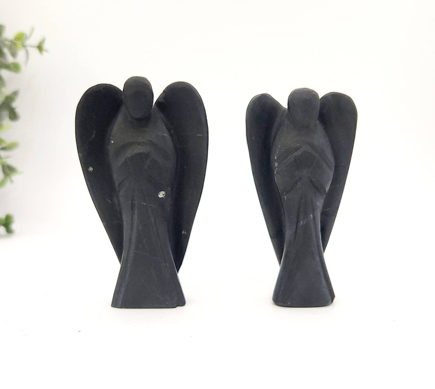 Shungite Hand Carved Gemstone Angel Figurine 2" Tall