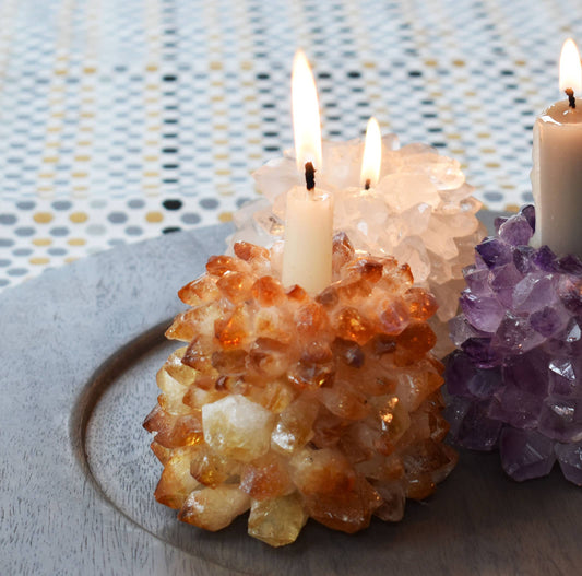 Natural Citrine Taper Candle Holder