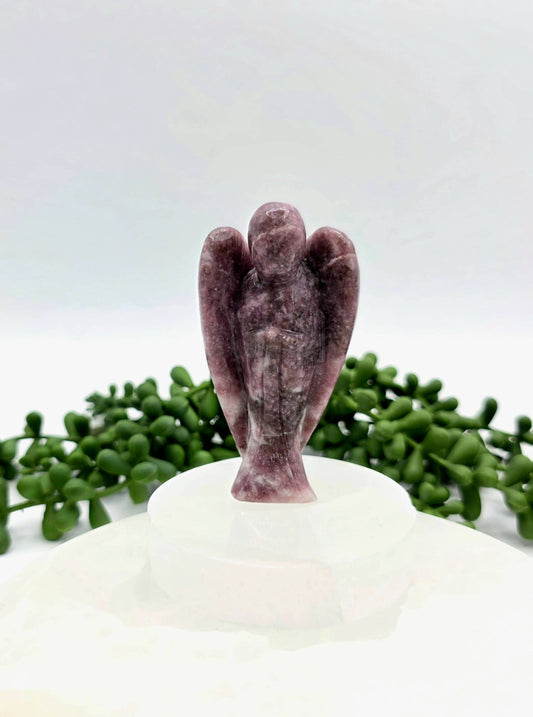 Lepidolite Gemstone Angel Figurine (3")