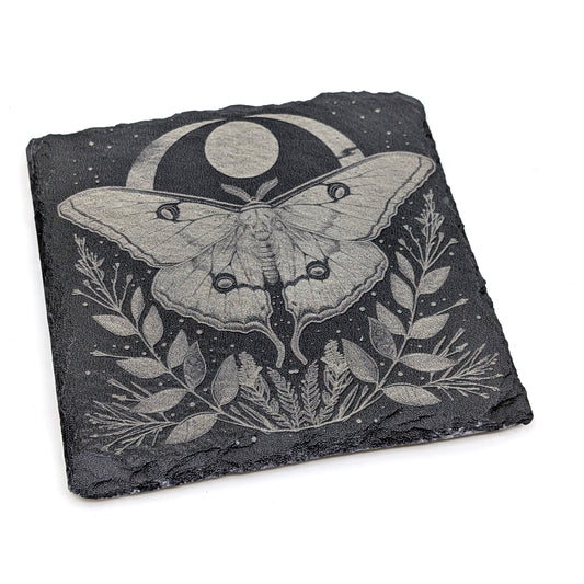 Slate Stone Coaster - Luna Moth B